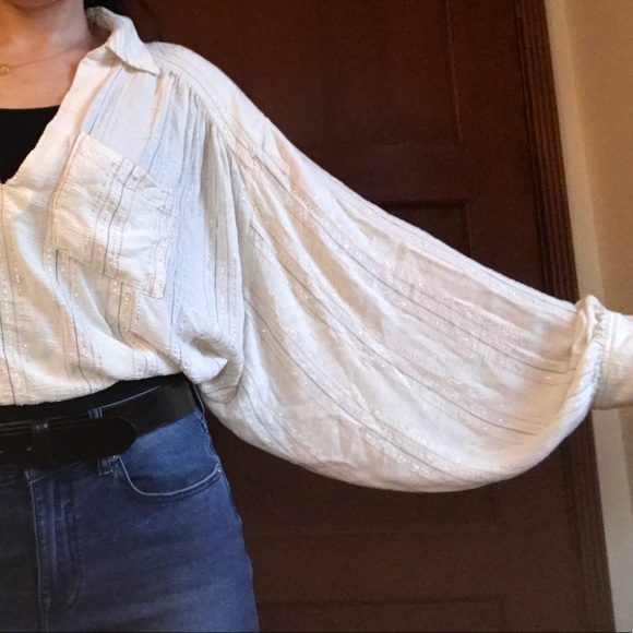Sold Free People Metallic Balloon Sleeve Blouse - Picture 8 of 8